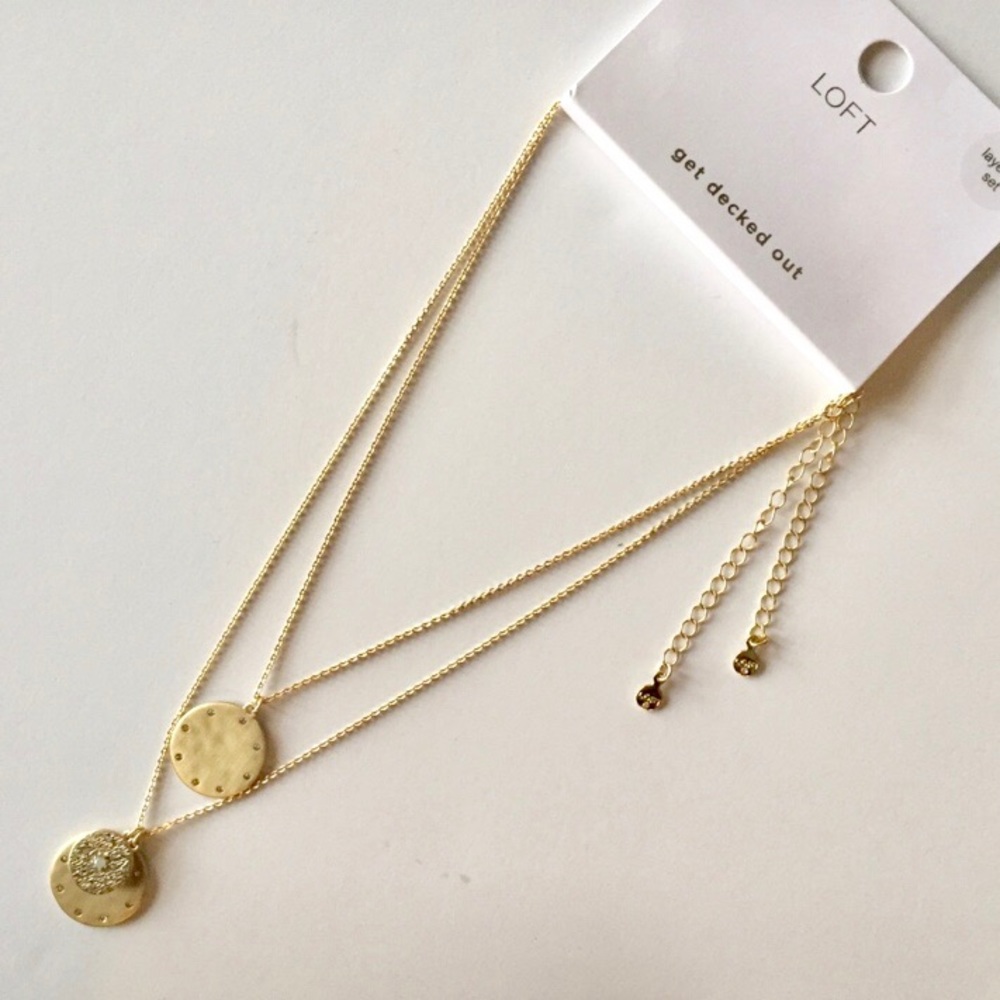 Loft Hammered Pave Layering Necklace